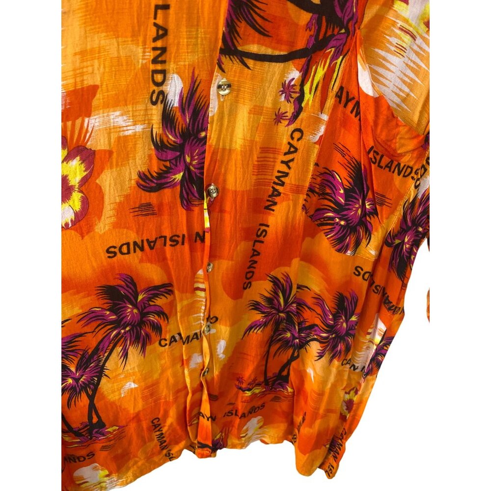 Cayman Islands Orange Tropical Men Button-Down Shirt By Shoreline Size XL Lightw - Picture 3 of 5